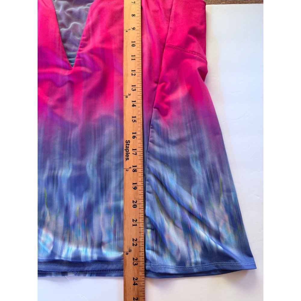 Lucky in Love Womens Pink  Ombre Mesh Panel Strappy Athletic Tank Top Size L Gym - Picture 8 of 10